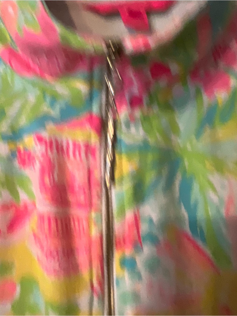 Lily Pulitzer Bright Floral Quarter-Zip Pullover Top - Pink & Teal - Picture 9 of 10
